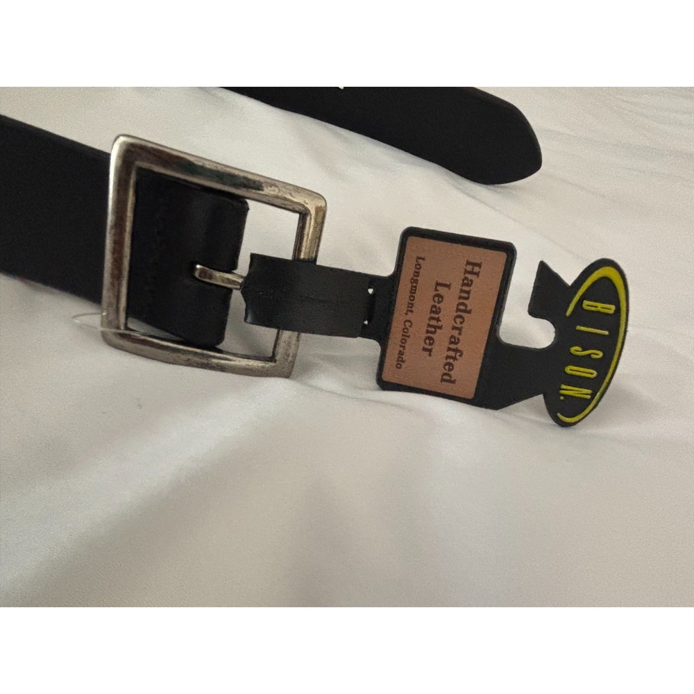 New Bison Design Leather Belt 30 Black 38mm Standard Heritage Americana Workwear - Picture 5 of 16